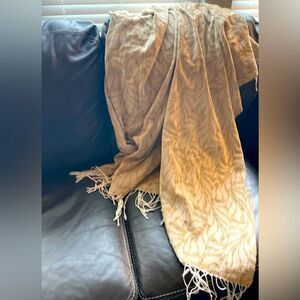 Khaki Stylish Leaf Pattern Sofa Throw Blanket with Fringe EPC 53” x 66” Approxim